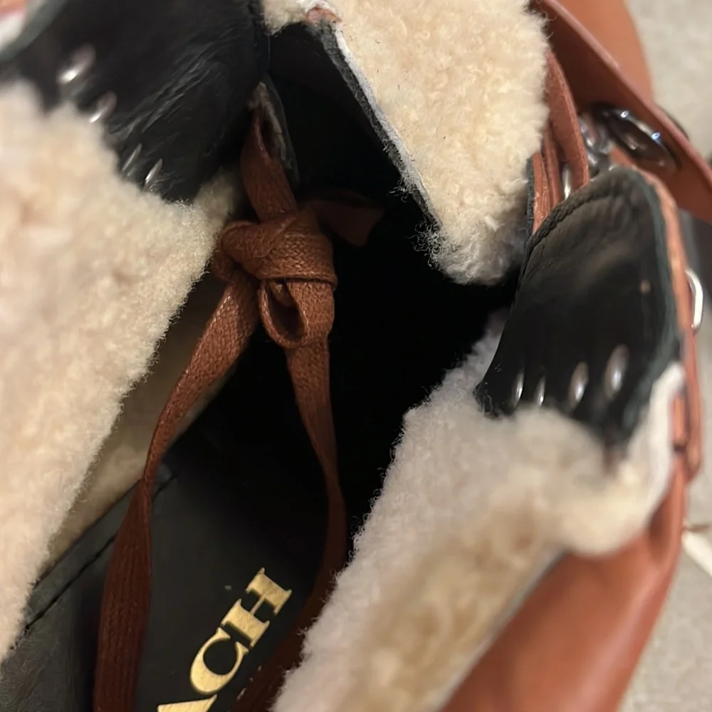 Coach New York Tompkins boots mens G1074 new saddle size 11.5 leather shearling_14